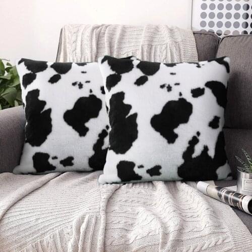 45*45 Cow Pattern Plush Throw Cushion Cover Home Decor Flocked Pillow Hugs Office Sofa Car Decorative Pillowcase Cushions 40013