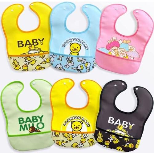 Waterproof Baby Bibs Child Feeding Towel Carton Bib Kids Apron Washable Roll Up Crumb Catcher Adjustable Three Layers Bib