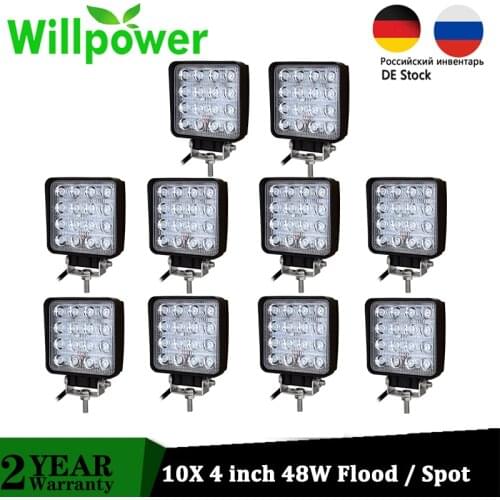 Willpower 10X 4 inch 48W LED Work Light Lamp Car 4x4 ATV LED Driving Fog Working Lights Truck 12V 24V Tractor Offroad
