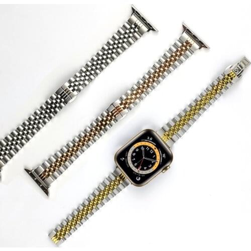 Slim strap for apple watch 6 5 4 3 se 44mm 40mm 42mm 38mm Business thin Stainless Steel band for iwatch women men luxury bands