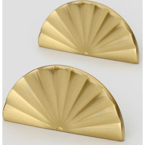 Fan-shaped Solid Brass Handle Nordic Creativity Wardrobe Cabinet Door Handles Drawer Pulls Home Decor Furniture Handles