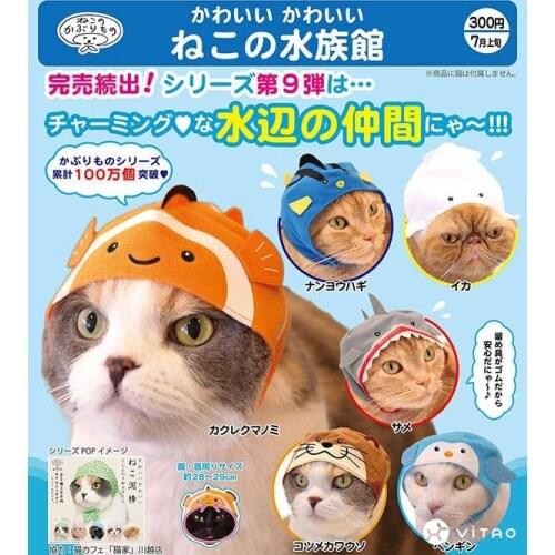 Japan Kitan Gashapon Capsule Toys Penguins Felinae Cat Hoods Cute Cats Kerchief Aquarium