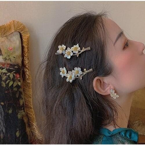 Plum Branch Barrette Hair Clip Super Fairy French Natural Pearl Flower Hairpin Korean Hair Accessories for Women Girls Headpiece