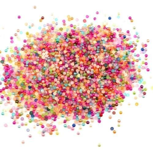 10000Pcs Mixed 2mm Half Round Pearl Beads Craft Cabochon Scrapbook Decoration Flatback Nail Art Garment Beads DIY Accessories
