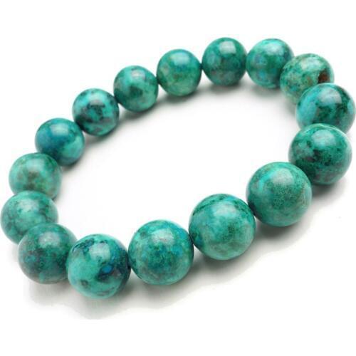 12.5mm Precious Natural Green Chrysocolla Malachite Crystal Bracelets For Women Female Charm Stretch Round Bead Bracelet