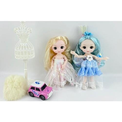 16cm 1/8 BJD Dolls 13 Moveable Joint Dolls Dress Casual Wear Handmade Long Hair 3D Eye DIY DOlls Accessories Toys for Girls Gift