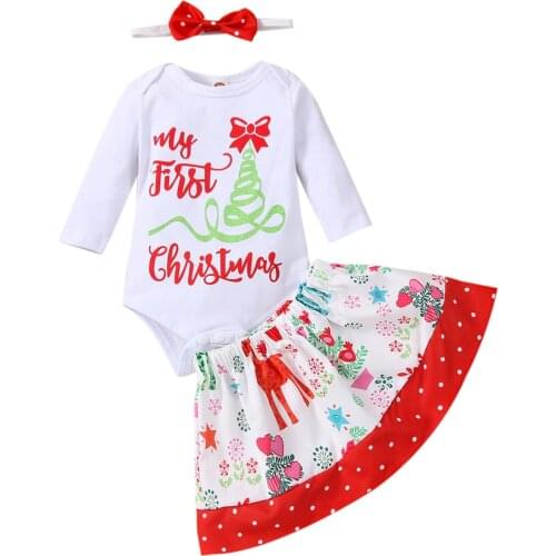 0-12M Baby Girls Clothing Outfits Long Sleeve Romper Skirts Headband 3Pcs Kids Girls Clothes Suits