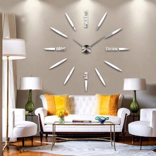 3D Quartz Wall Clock Modern Design Acrylic Wall Clocks Mirror Wall Sticker Large Decoration Clock For Home Living Room