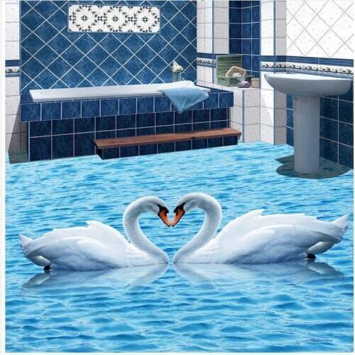 3D stereoscopic wallpaper floor Custom Photo self-adhesive 3D floor PVC waterproof floor lake 3d floor painting