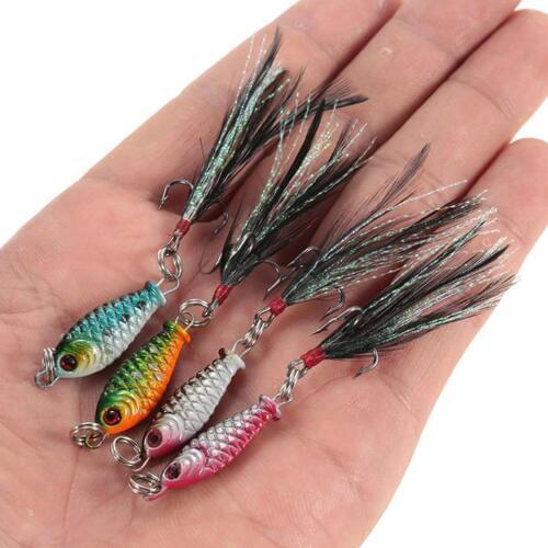 4PCS/Lot Metal Spinner Fish Lure 6g 6.5cm Feather Bait Striped bass Killer bait Long shot Fishing tackle