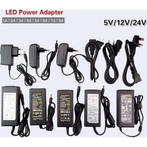 LED Power Supply Adapter 5V 12V 24V 2A 3A 5A 7A 8A 10A For 5V 12V 24V led strip light Free shipping