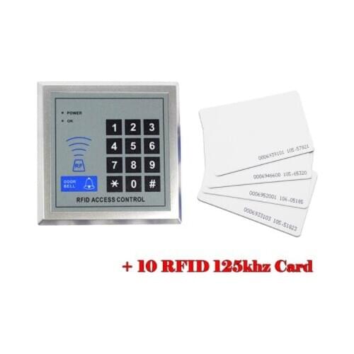 125KHz Rfid Standalone Access Control Keypad EM Card Reader with 10 Keychains Door Keyless Lock For Entry Security System