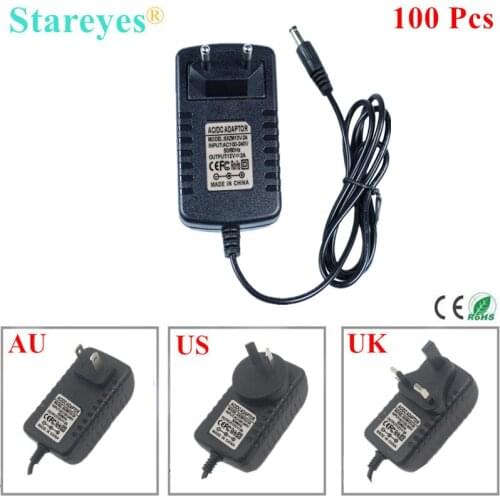 Free Shipping 100 Pieces AC100-240V to DC12V 2A 3A 5.5x2.5mm Power Adapter Supply Charger LED Lighting Transformer For LED Strip