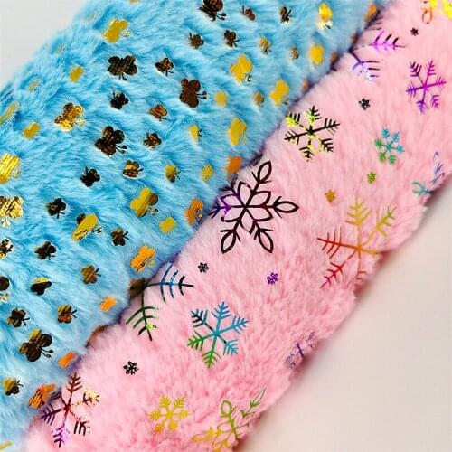 Bronzing Artificial Rabbit Hair Plush Printing Bronzing Fabric For Handmade Toy Cloth Shoe Pet Cage Mat Material