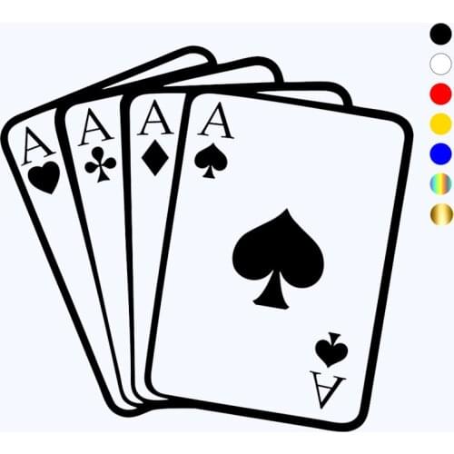 CK2218#15*16cm Four aces. Cards funny car sticker vinyl decal silver/black car auto stickers for car bumper window