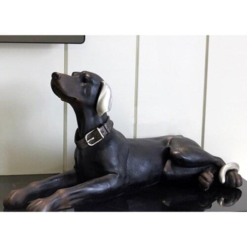 Home Living Room Decoration Sculpture Black Hound Animal Statues And Sculptures Room Decoration Resin Statue Holiday Gift