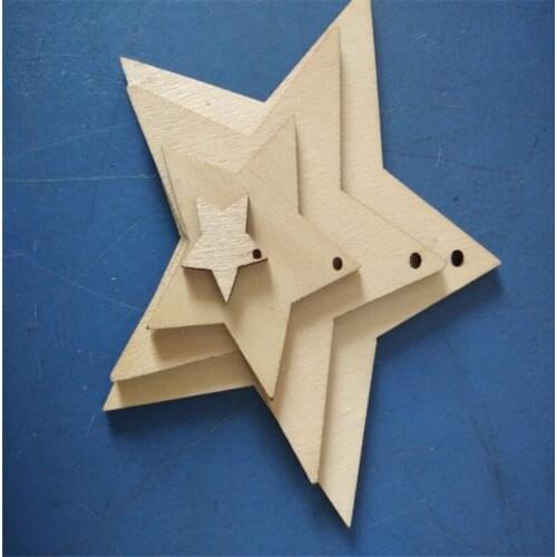 Wooden pendant wooden five angle star party decoration home decoration Wedding decoration Christmas 10pcs