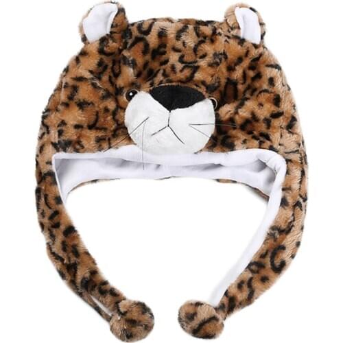 Kids Simulation Animal Plush Hat Fluffy Warm Pompom Earflap Cosplay Stuffed Cap X5XA
