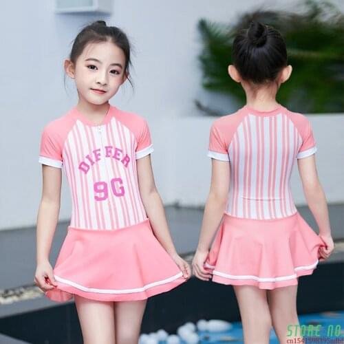 Two piece children swimsuit skirt backless string without sleeves swimwear Girls Cute Kids swimming Suit beach Wear bathing Suit