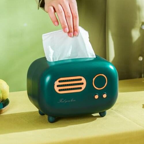 1pcs Retro Radio Model Tissue Box Desktop Paper Holder Vintage Dispenser Storage Case Face Mask Storage Box Desktop Decoration