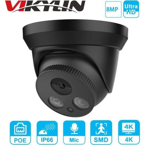 Hikvision Compatible Black Color Dome POE IP Camera 8MP Security CCTV Camera 1080P IR 30m H.265 P2P Plug&play Security IPC