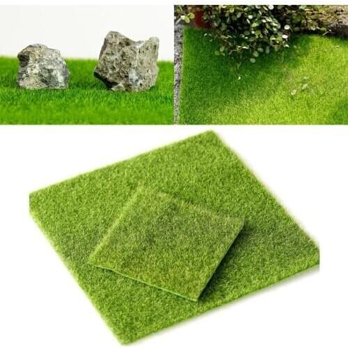 1Pcs Artificial Turf Miniature Handicraft Figurine Grass Garden Ornament Faux Flower Plant Fairy Decoration 15x15cm/30x30cm