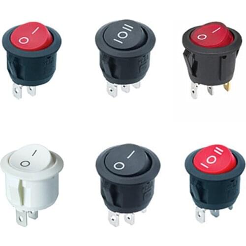 10pcs 16mm Diameter Small Round Boat Rocker Switches Power Switch Black Mini Round Black White Red 2 Pin ON-OFF Rocker Switch