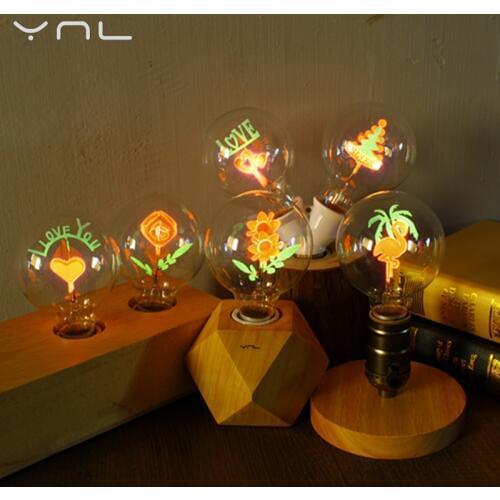 YNL Ampoule Vintage Edison Bulb E27 G80 Flower Filament Bulb Indoor Lamp 220V Incandescent Bulb Home Decor Retro Edison Lamp