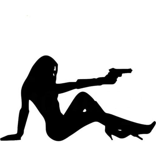 Personality Sexy Girl with Gun Car Sticker Pvc Creative Auto Windshield To Cover Scratches Decorative Decals, 17cm*10cm