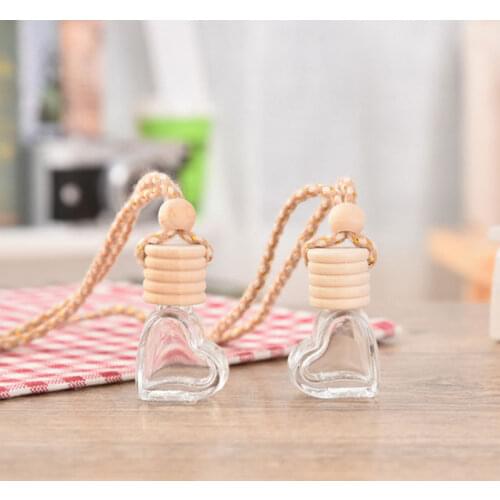 5ml Mini Heart Shape Essential Oils Diffuser Perfume Pendant Empty Aromatherapy Perfume Glass Bottle Hanging 25pcs/lot Car