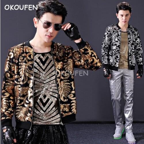 Youth hosted jazz dance performance nightclub bar male singer personality fashion dj jacket hip hop rock dance costume