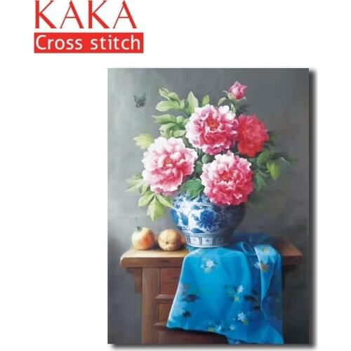 Cross stitch kits,Embroidery needlework sets with printed pattern,11CT canvas for Home Decor Painting,Flowers Full NCKF001