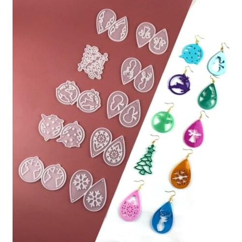 2021 New Diy Epoxy Crystal Resin Earring Silicone Mold Christmas Pendant Earrings Mold