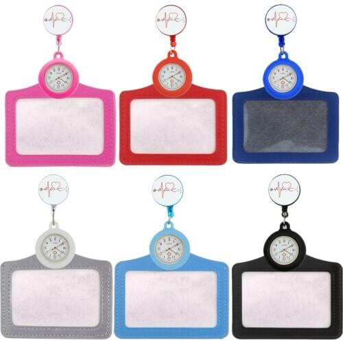 New Trend 2 in 1 Set Nurse Doctor Stethoscope Retractable Pocket Watches Unisex Office Working Badge Reel Card Holder Name Cases
