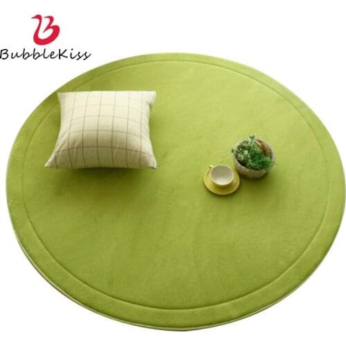 Bubble Kiss Solid Round Carpets For Living Room Thicken Coral Fleece Soft Children Crawling Mat Bedroom Decoration Non-Slip Rug