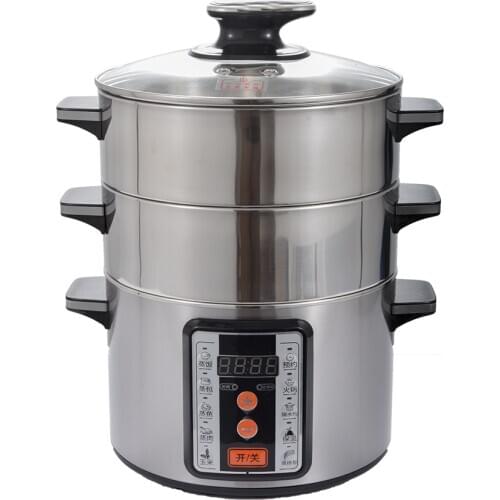 26cm Diameter 3 Layer Multi-Cooker Electric Steamer Stainless steel Multifunction Household Electric Cooking Steaming Pot 220V