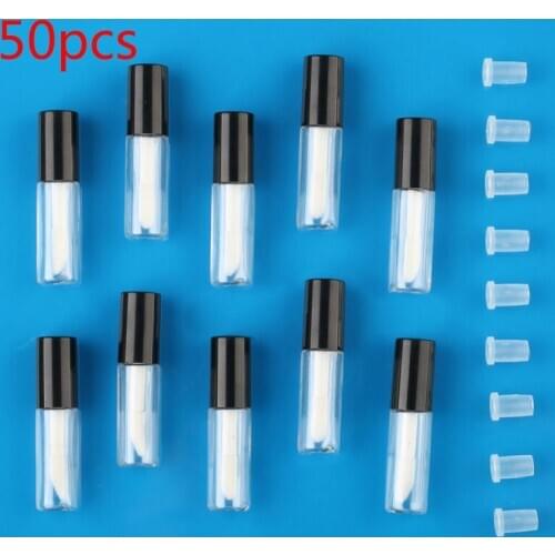 50 pcs 1.2ml black mini plastic empty transparent lip gloss tube cap lipstick lipstick bottle container with lid lip gloss tube