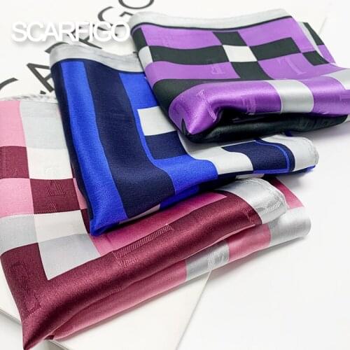 SCARFIGO 2021 50*50cm Newest Silk Scarf Women Fashion Geometric Printing Headscarf hijab
