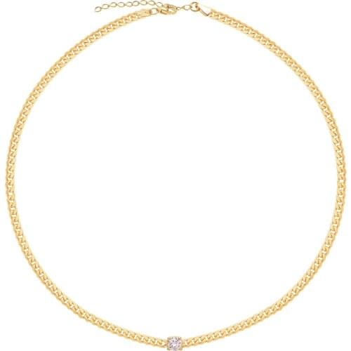 Silver, Mid-One Cubic Zirconia Knitting Chain Choker Necklace, best present options for Your Loved Ones
