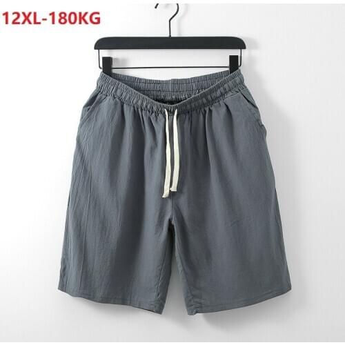 Summer shorts men plus size linen oversize Chinese style vintage simple shorts 9XL 10XL 11XL 12XL loose khaki black navy blue 70