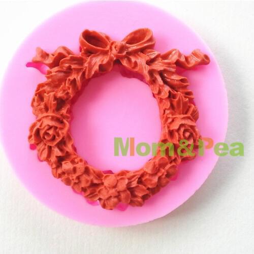 Mom&Pea 0642 Free Shipping Floral Hoop Shaped Silicone Mold Cake Decoration Fondant Cake 3D Mold