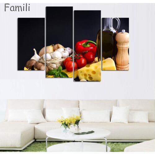 Modern Still Life Wall Art Painting With Fruits Pears Cheese Butter Wood Board Food Poster Fabric Silk Poster Print