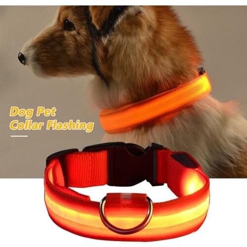 Dog Cat Luminous LED Collar Teddy Golden Retriever Necklace Large Medium Small Dog Safety Night Anti Lost Glow Harness Pet Leash