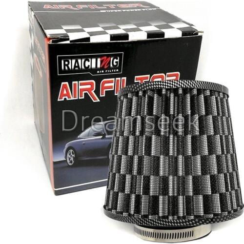 3" High Flow Car Trunk Cold Air Intake Filter Cleaner Carbon Fiber Appearance