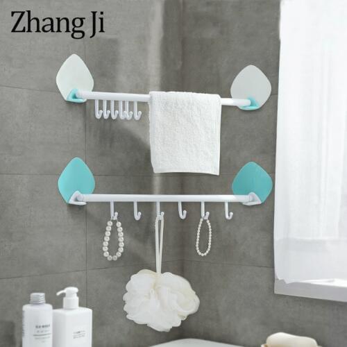Zhangji 430mm PP Door Back Hanger Hook Adhesive 6 Hooks Bathroom Door Shelf Storage Corner Shelves Rotatable Wall Rack