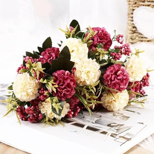 1 Bouquet Artificial Flower Vivid Pearl Ball Chrysanthemum Exquisite Fake Flower Bouquet Floral Decor for Home