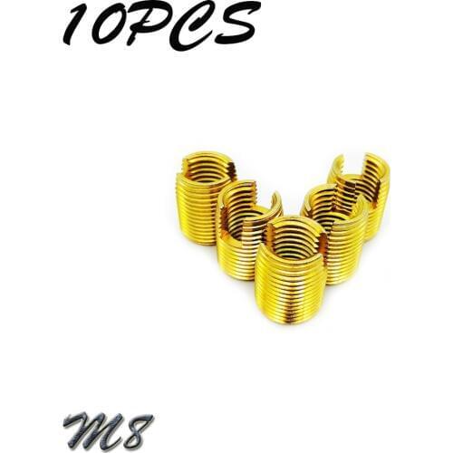 10Pcs M8 Galvanized Self Tapping insert Screw Bushing 302 Slotted Type Wire Thread Insert Nut Repair