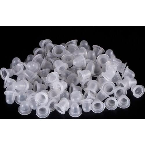 100Pcs Plastic Tattoo Ink Cups Caps Clear Self Standing Ink Caps Tattoo Pigment Cups Supply for Ink