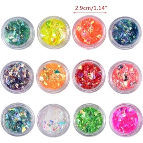 12 Colors Manicure Shell Cellophane Colorful Candy Aurora Papers Epoxy Filling X7YC