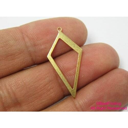 Brass Charms 28.3x14mm Rhombus Raw brass earrings findings 12pcs R614